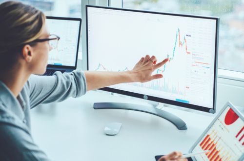 finance | femme | graphique | écrans | résultats | analyse
